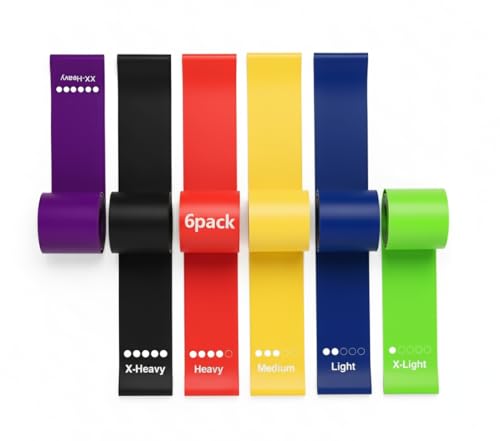 Resistance Bands Set, 6-Level Portable Exercise Bands for Strength Training, Stretching, Fitness Indoor/Outdoor