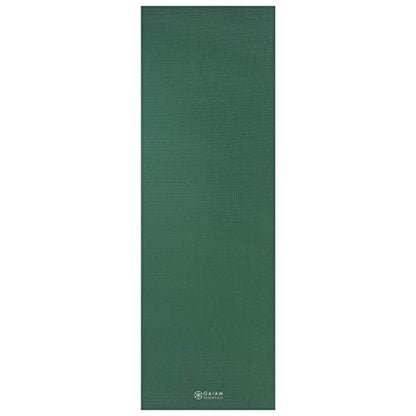 Gaiam Essentials 1/4" Thin (6mm) Yoga & Pilates, Fitness & Exercise Mat with Easy-Cinch Carrier Strap Cusion Support For Fitness and Gym Workouts