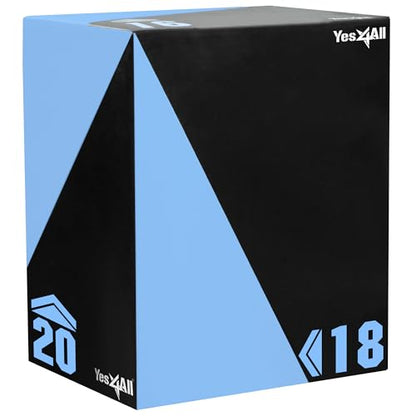 Yes4All 3 in 1 Foam Plyometric Jump Box for Training & Conditioning - Plyo Jump Box for Fitness Workout Exercise - color: B. 20" x 18" x 16" - 27 lbs