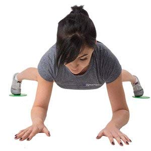 Synergee Core Sliders. Dual Sided Use on Carpet or Hardwood Floors. Abdominal Exercise Equipment