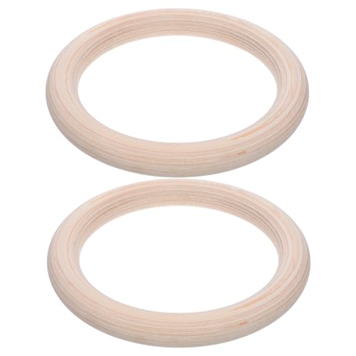 Homoyoyo Wooden Gymnastic Rings 2pcs with Straps for Full Body Calisthenics Fitness Workout Home Gym Equipment Pull up Rings for Strength Training
