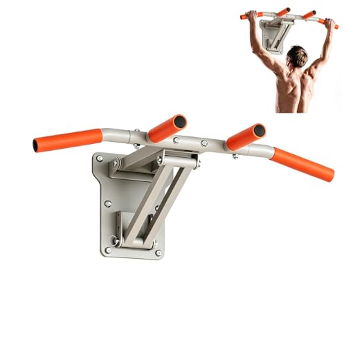 Pull Up Bar Wall Mounted,Foldable Design for Home Gym Equipment,Installation of 6 Expansion Screws,5mm Thicken Mounting Plate,330LBS Load Capacity