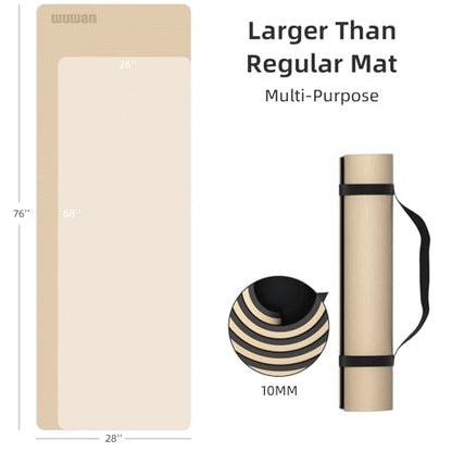 10mm Thick Yoga Mat for Tall Men & Women, Extra Long 76x28in Non Slip TPE Exercise Mat with Carrying Strap, Mat for Yoga Pilates Fitness,Indoor Outdoor Use