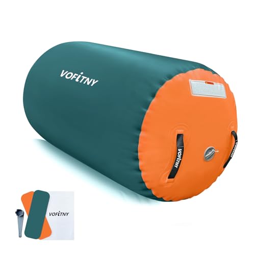 VOFiTNY Gymnastics Air Barrel Tumbling Equipment Back Handspring Trainer - color: Green/Orange NoPump, size: 2.6'L x 1.55'D