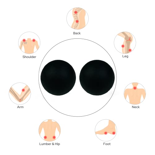 SIMPLECOOL Hard Massage Ball Lacrosse Ball Size Fascia Balls, 2 Pack, Black - color: Black