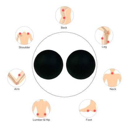 SIMPLECOOL Hard Massage Ball Lacrosse Ball Size Fascia Balls, 2 Pack, Black - color: Black