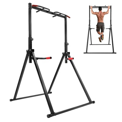 Pull Up Station, Triangular Power Tower Pull Up Bar for Home Gym Equipment Dip Station Adjustable Height Strength Training Fitness Equipment for Pull-Ups, Dips, Push-Ups & More