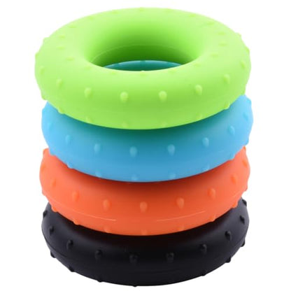 4pcs Hand Grip Strengthener Rings Set, Multi-resistance Silicone Finger Exercisers 30-60lbs, Muscle Strengthening Circles for Home Fitness, Rehabilitation, and Forearm Training