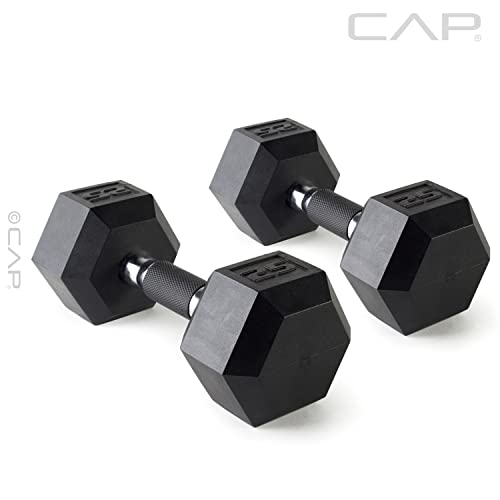 CAP 50 lbs Coated Dumbbell Set | Multiple Styles - color: Tinted Handles, style: 25LBx2 Set