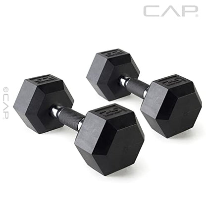 CAP 50 lbs Coated Dumbbell Set | Multiple Styles - color: Tinted Handles, style: 25LBx2 Set