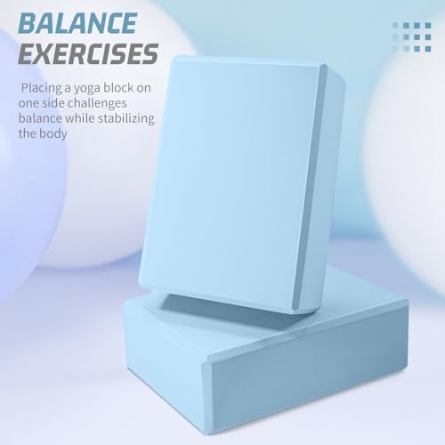 Yoga Blocks 2 Pack 3x6x9IN Foam Block Supportive Latex-Free with Beveled Edges, Non-Slip Exercise Blocks for Pilates, Meditation, Balance, Stretching and Deep Poses