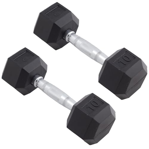 Body Sport Rubber Encased Hex Dumbbell Weight, Pair – Dumbbells for Exercises – Strength Training Equipment – Home Gym Accessories – Weight Training
