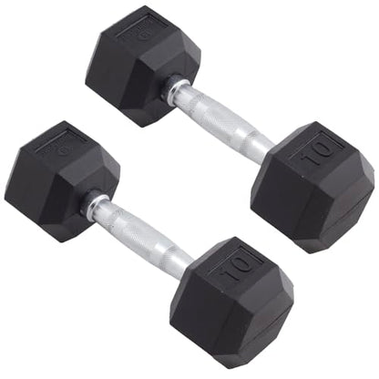 Body Sport Rubber Encased Hex Dumbbell Weight, Pair – Dumbbells for Exercises – Strength Training Equipment – Home Gym Accessories – Weight Training