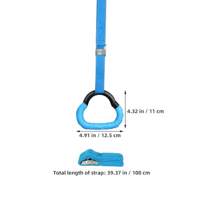 ’s Adjustable Gymnastic Rings Set with 1m Straps, Blue Cartoon Design, Strength Training Equipment for Pull-ups and Fitness Workout