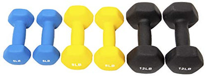 BalanceFrom Set of 2 Neoprene Coated Non-Slip Grip Dumbbell Weights - style: 8 lbs, Set of 2