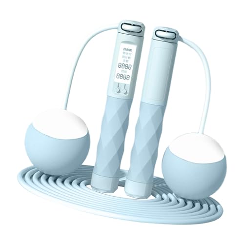 harayaa Cordless Jump Rope Weighted Skipping Rope with Digital Counter Adjustable Length 360 Degree Rotation Anti Slip Handle Suitable for Workout Home - color: blue