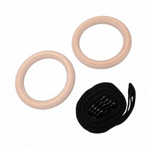 Full Body Workout Rings with Adjustable Straps | Birch Wood Gymnastic Rings for Pull Ups Upper Body Strength Balance Training 2 Pack