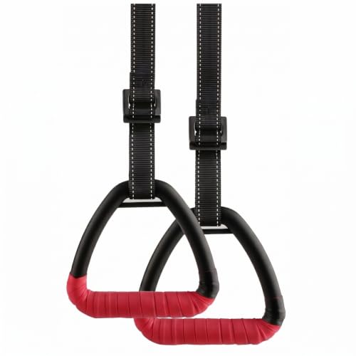 Gymnastic Rings, Gymnastic Rings Equipment, Pull-up Gymnastic Rings, Home Gymnastic Rings no-Punch bar Lanyard for Training Workouts - color: Red