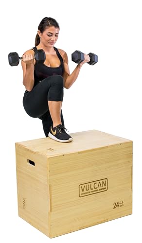 VULCAN 3-in-1 Wooden Plyo Box – Durable Ashwood Plyometric Jump Box for Home Gym and Commercial Training | Safe, Stable & Versatile for Box Jumps, Step-Ups, HIIT and Cross-Training Workouts