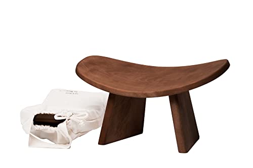 Meditation Bench IKUKO Original, Portable Version with Bag, Locally Handmade Wooden Kneeling Ergonomic Seiza Seat, Prana Yoga - 2 Colors, 3 Height Sizes - color: Dark Walnut, size: Standard Height (7 inches)