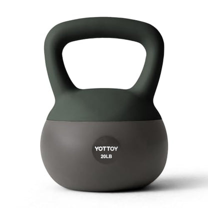 YOTTOY Soft Kettlebell, Set for Strength Training Kettlebells & Home Workouts, Soft-Sided Cushioned Base, Wide-Handle - Ideal for Men, Women, & Beginners - color: 20LB-Green