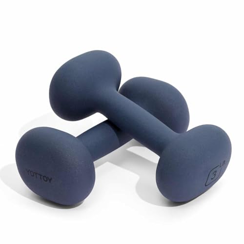 YOTTOY Dumbbell Set of 2,2-15 Pound Hand Weights for Women, Non-Slip Hand Weights for Home Gym, Strength Training, and Full-Body Workouts - color: Blue, size: 3LB-Pair