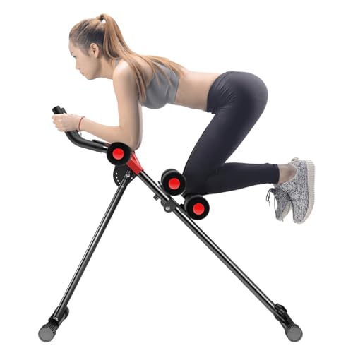 Ab Workout Equipment,Ab Machine,Full Body Workout for Home Gym,Strength Training Exercise Equipment for Body Shaping Foldable Waist Trainer,Foldable Ab Crunch Waist Trainer for Stomach Workout Red Bl