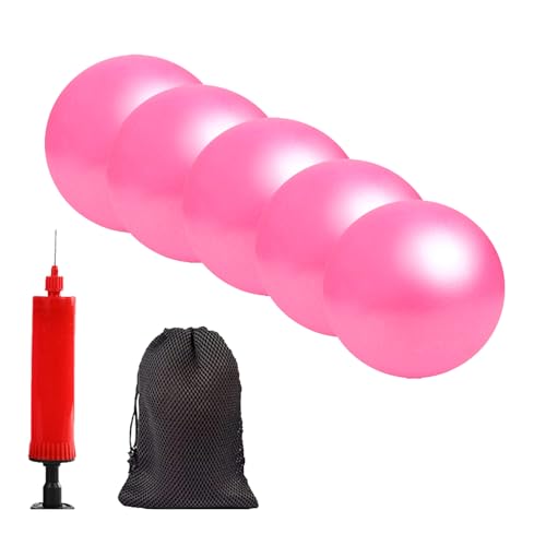Mini Pilates Exercise Yoga Ball, 6 Inch Small Inflatable Exercise Yoga Ball,Core Training and Physical Therapy Equipment, with Pump - color: Pink-5PCS, size: 6 inch