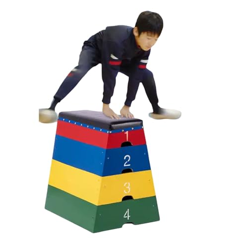 Jumping Boxes for Training, Wood Plyo Box, 4 in 1 Stackable Soft Jump Plyometric Box for Kids Fitness Participation - Kid Gym Workout and Exercise Equipment PE Class