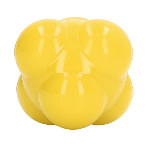 Reaction Ball, Premium Rubber Agility Trainer for Hand Eye Coordination and Speed, with Random Bounce for Basketball Tennis Sports Training - color: Yellow