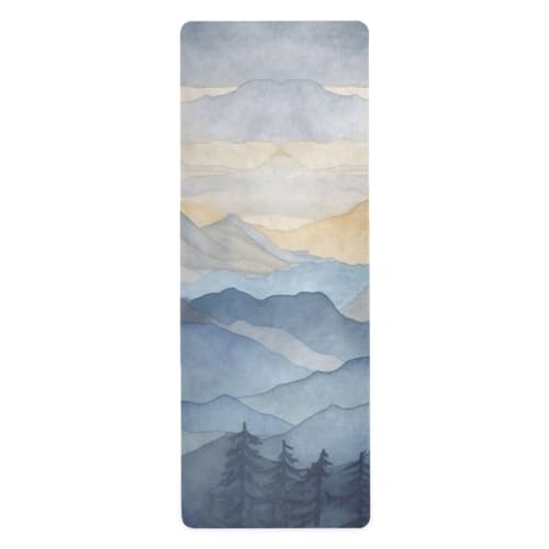 Yoga Mat Wild West Desert Cowboy Non Slip Fitness Exercise Mat Extra Thick Yoga Mats for home workout, Pilates, Yoga and Floor Workouts 71 x 26 Inches - color: Blue Mountain