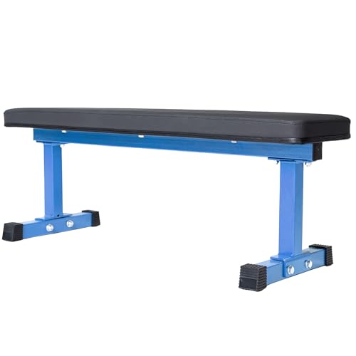 REP Fitness Flat Weight Bench, Heavy Duty Workout Bench For Home Gym, Folding Fitness Equipment For Strength Training, Adjustable Utility Platform For Dumbbells, Barbell, Lifting And Core Exercises - color: Blue