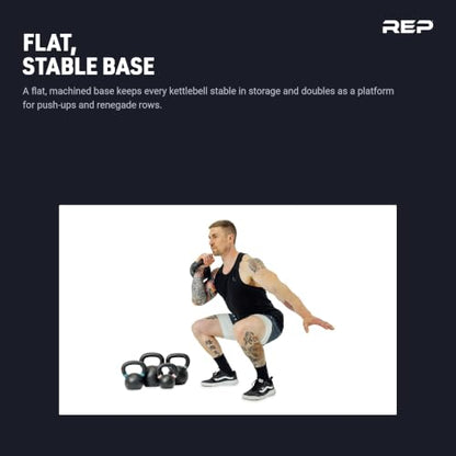 REP Fitness Kettlebell Set and Singles, 4kg to 24kg, 9lb to 53lb Weight Range, Cast Iron, Strength Exercise Training, Home Gym, Power Workout Equipment, Free Weights, Dumbbell Alternative - style: 4 kg
