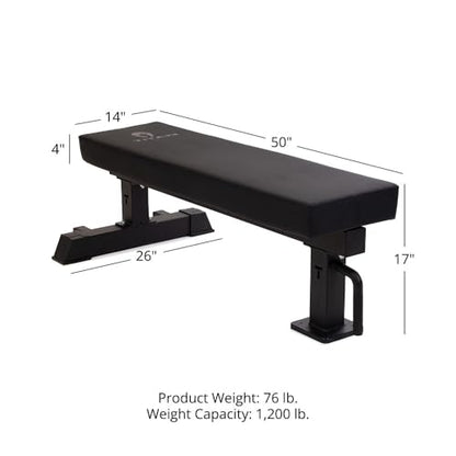 Titan Fitness TITAN Series Single Post Flat Bench, Rated 1,200 LB, 4" Thick HeftyGrip Vinyl Pad, Dedicated Home Gym Competition Weightlifting & Strength Training Utility Bench - color: Black