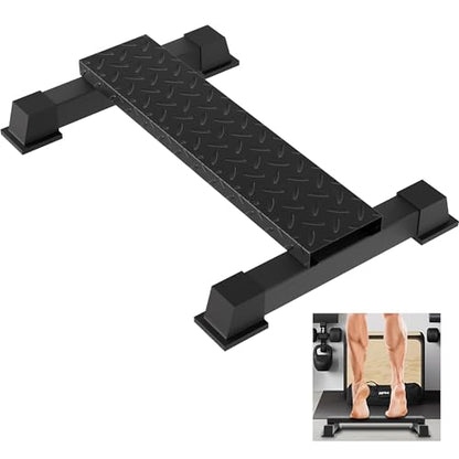 Calf Raise Block, Heavy-Duty Steel Calf Trainer, Multifunctional Standing Calf Workout Bar for Stretching, Squat, Foot Flexibility, Anti-Slip Solid Platform for Home Gym (Straight Board)