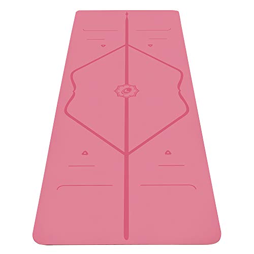 Liforme Travel Yoga mat – Patented Alignment System, Warrior-Like Grip, Non-Slip, Eco-Friendly, Ultra-Lightweight and Sweat Resistant, Made with Natural Rubber - color: Pink