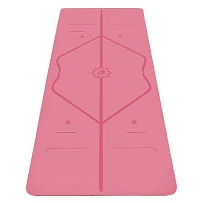 Liforme Travel Yoga mat – Patented Alignment System, Warrior-Like Grip, Non-Slip, Eco-Friendly, Ultra-Lightweight and Sweat Resistant, Made with Natural Rubber - color: Pink