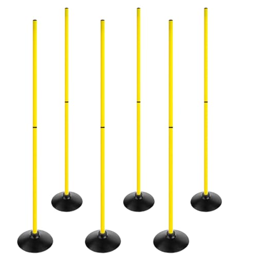 6FT Soccer Agility Poles with Rubber Base Detachable Speed Agility Stick Slalom Speed Training Pole Set for Sports - style: Pack of 6