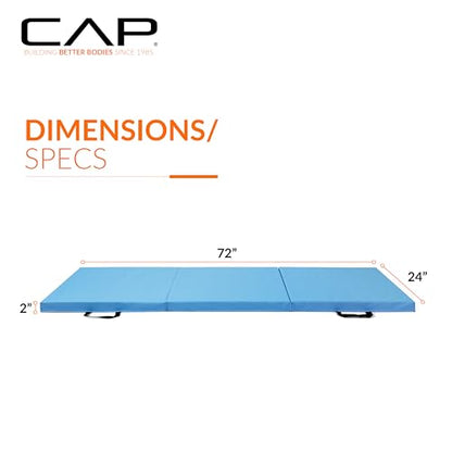 CAP Barbell All Purpose Folding Anti Tear Exercise Training Aerobic Fitness Gym & Gymnastics Balance Mat | Multiple colors - color: Blue, style: 6' x 2' x 2.0" Thick