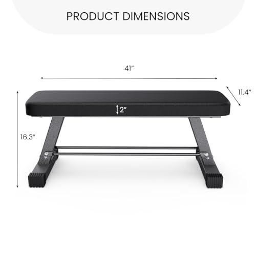 FF Finer Form Essential Flat Weight Bench for Your Home Gym – Heavy Duty Workout Bench for Bench Press, Hip Thrusts & Strength Training Exercise – Compact, Fitness Equipment for Home Use