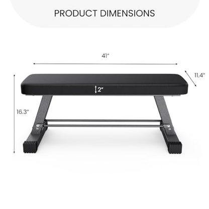FF Finer Form Essential Flat Weight Bench for Your Home Gym – Heavy Duty Workout Bench for Bench Press, Hip Thrusts & Strength Training Exercise – Compact, Fitness Equipment for Home Use