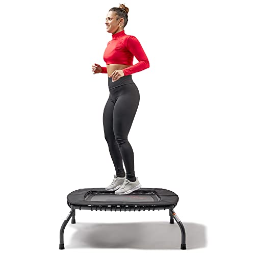 Sunny Health & Fitness Springless Mini Fitness Trampoline – Premium Adjustable Bungee-Style Indoor/Outdoor Exercise Rebounder for Quieter and Safer Workouts