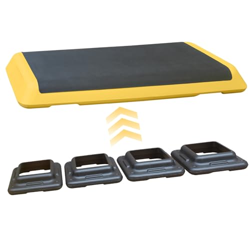Adjustable Aerobic Stepper Workout Step with 4 Risers Fitness & Exercise Platform Trainer