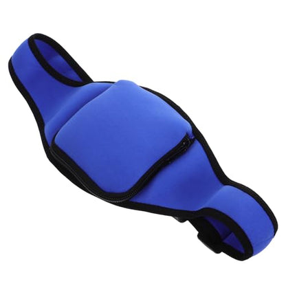 Neoprene Microphone Waist Bag with Zipper Trainer Running Belt Sweat-resistant Blue Waist Pack for Gym and Outdoor Sports