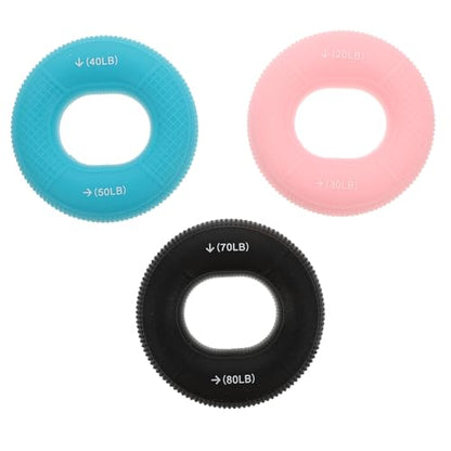 OSALADI 3pcs Silicone Hand Grip Rings Fitness Hand Gripper Set with 20-30lb 40-50lb 70-80lb Resistance for Finger Strength Training