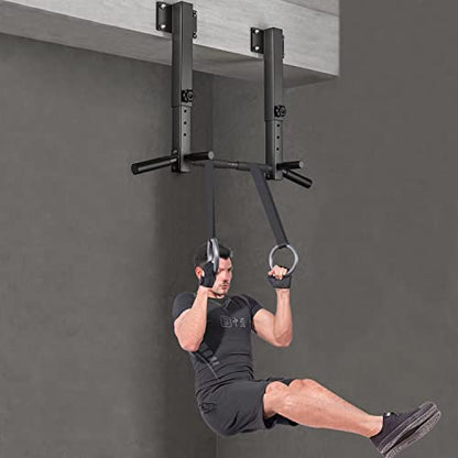 Wall Mount Pull Up Bar, Joist Beam Rafter Mount Pull-up Bar, Ceiling Mounted Chin Up Bar for Home Gym with Punching Bag Hanger - color: Black1