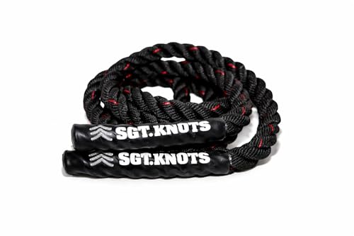 Weighted Battle Jump Rope, 10 FT Twisted Training Rope w/Thick Easy-Grip Handles, Full-Body Cardio + Strength Conditioning Rope (Choose 3 lb / 6 lb / 10 lb) - size: 1" x 10ft