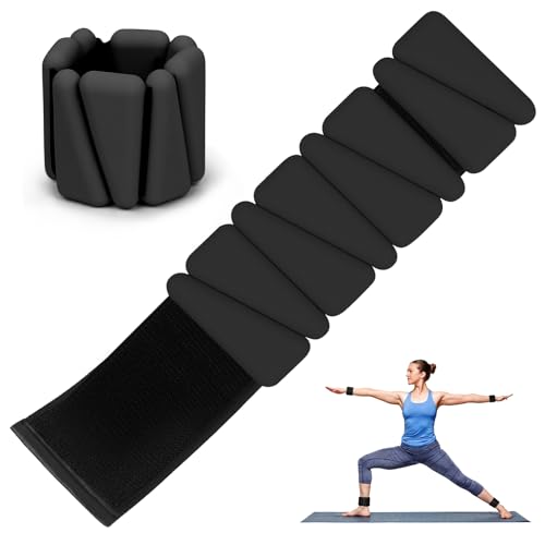 Wrist Weights Set of 2, Wearable Ankle & Wrist Weights, Adjustable Silicone Weight Bracelets (2Lbs Each) Fits for Women & Men, Suitable for Yoga, Pilates, Dance, Running, Pool Exercises, Jogging - color: 4LB Black