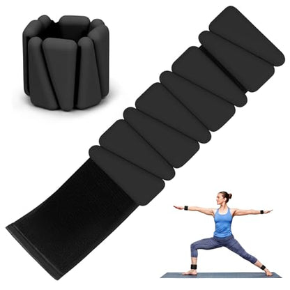 Wrist Weights Set of 2, Wearable Ankle & Wrist Weights, Adjustable Silicone Weight Bracelets (2Lbs Each) Fits for Women & Men, Suitable for Yoga, Pilates, Dance, Running, Pool Exercises, Jogging - color: 4LB Black