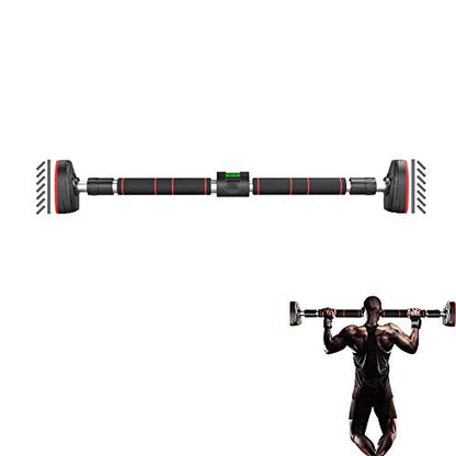 Doorway Pull Up Bar, No Screws Installation Chin Up Bar Adjustable Width with Level Tester Anti-Slip Mat and Safety Lock, Upper Body Workout Muscle Building Strength Training, Up 250Kg - size: 76~100cm
